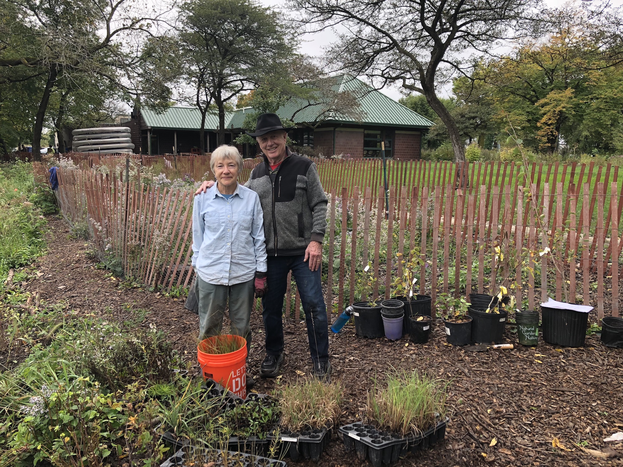 Planting wildflower plugs at the Ladd Arboretum